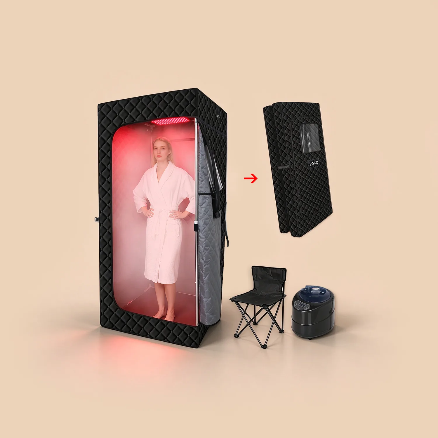 Quadrilateral Red Light Folding Sauna Room (1 Person)