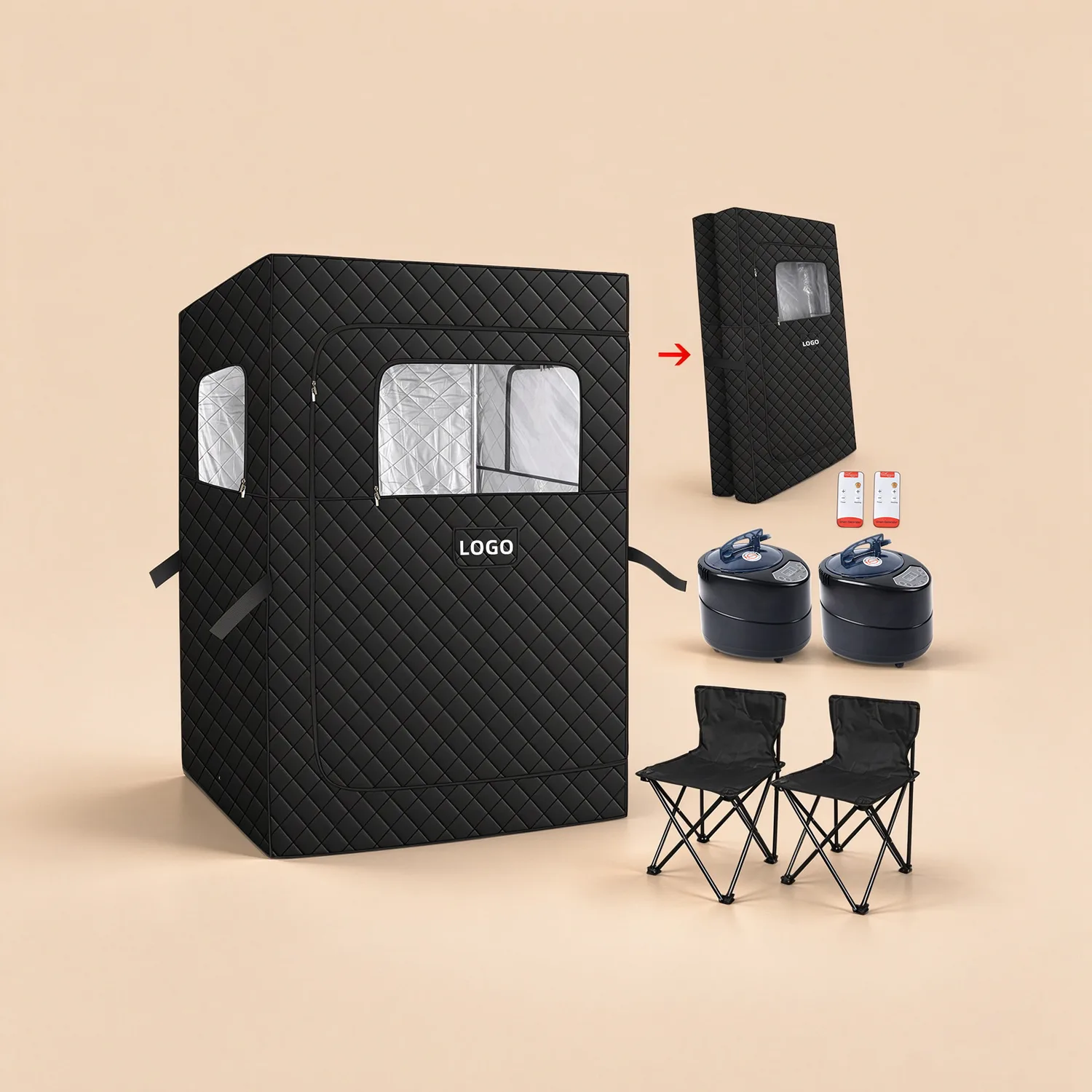 Foldable Steam Sauna Box (2 Person, Twin Steamer)